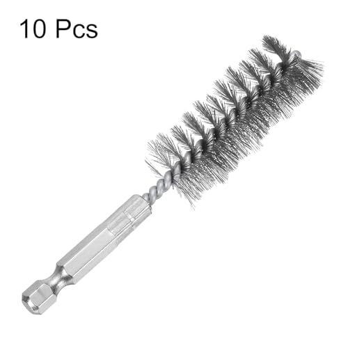 HARFINGTON 10Pcs Stainless Steel Bore Brush 20mm Dia 4" Long Cleaning Twisted Wire Brush with Handle 1/4" Hex Shank for Tubes, Ports, Bearings - size: 20mm