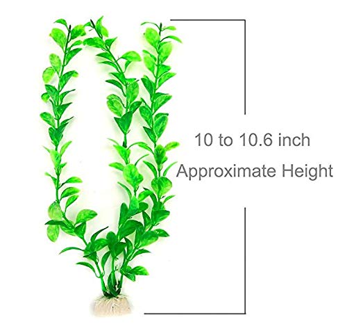 WAFJAMF Aquarium Fish Tank Green Plastic Artificial Plants 10.6 inch High Set of 3Pcs