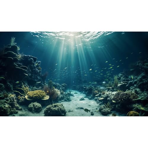 Ocean Floor Fish Tank Background Under The Sea Coral Reef Aquarium Background Underwater Aquatic Plants Corals Rock Terrarium Backgrounds Tropical Fish Deep Sea Fish Tank Backgrounds Decor 30x12in - color: Dark Blue, size: 24(W)x12(H)inches/ 60(W)*30cm(H)