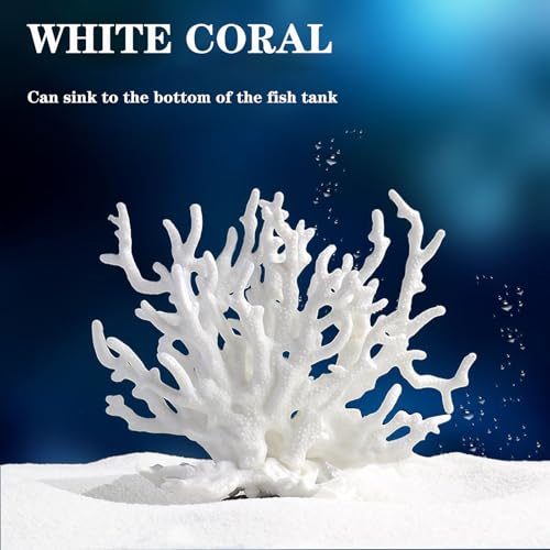 Besimple Artificial Aquarium Coral Ornament Plastic Fish Tank Plants Decoration for Aquarium Landscape (White) - color: White