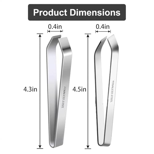 Seafood Fish Bone Remover Tweezers Set 1 Flat Tip 1 Slant Tip Stainless Steel Kitchen Seafood Tweezers for Fish Shrimp Crab Bone Picking Vein Removing Seafood Processing