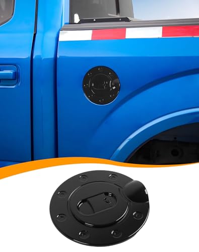 Hoolcar for F150 Black Gas Tank Cap Cover for Ford F150 2004 2005 2006 2007 2008 Fuel Filler Door Gas Cap Lid Housing Kit Exterior Accessories, ABS (Not Replacement) - color: Black, size: For F150 2004-2008