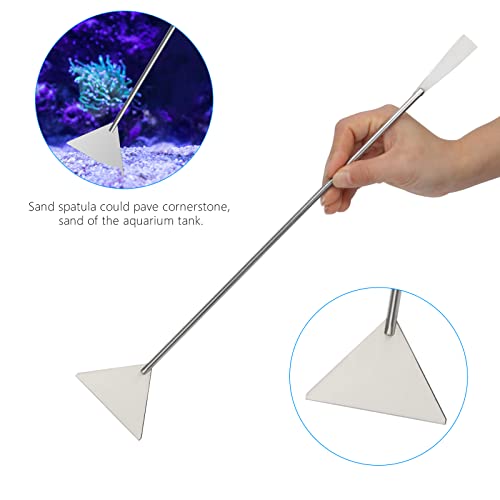 Aquarium Aquascape Tools Kit 15in, 4 in 1 Anti-Rust Aquatic Plant Aquascaping Tool Stainless Steel Tweezers Scissor Spatula for Aquarium Tank Clean Fish Tank Aquascape Accessories Set(Silver) - color: Silver