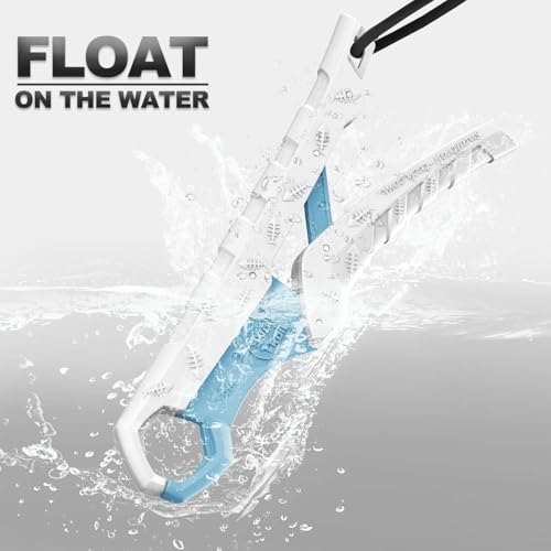 SNAIL TRAIL 7.5''/9'' Floating Fish Gripper, Fishing Grabber, Catfish Mouth Pliers, Caught Bass Holder, Digital Scale Hook Clamp, Saltwater Lip Grip Tool with Lanyard, Gifts for Men - color: White-blue