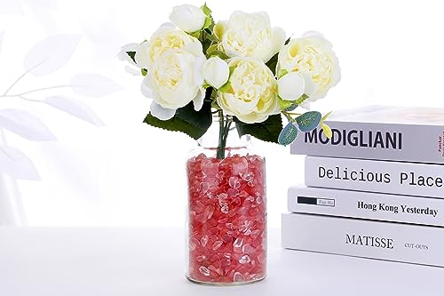 QINJIEJIE Cherry Quartz Crystals Chips Natural Stone Gravel Bulk Crushed Rocks Pieces Polished Quartz Stone 0.55Lbs Decorative Fish Tank Pebbles Vase Filler Irregular Shaped Tumbled Gemstone for Home - color: Cherry Quartz, size: 0.55 Pound