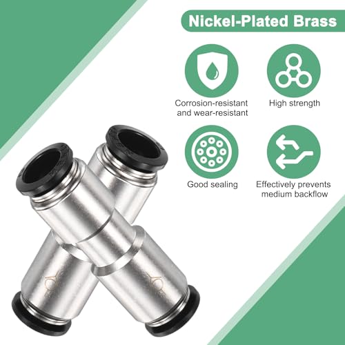 M METERXITY 1/2" OD Check Valve, Nickel Plated Brass Push to Connect Fitting One Way Check Valve for Tire Pump/Aquarium Air Pump/Gas Pipeline, Quick Release Fitting [Silver Black] - color: Silver Black, size: 1/2" OD