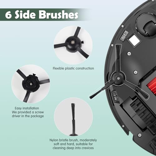 Q5 Pro Accessories Kit Replacement Compatible with Roborock Q5 Pro / Q5 Pro+ / Q8 Max / Q8 Max+ Robot Vacuum, 1 Dual Main Brush, 4 Mop Cloth Pads, 6 Side Brushes, 4 Washable Filter, 1 Tool - color: Q5 Pro/Q8 Max Kit - Black
