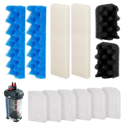 406/407 Bio Foam Filter Media and A244A1 Water Polishing Pads Replacement Kit Compatible with Fluval 406/407 Canister Filter, 12 Bio Foam Sponge and 6 Polishing Filter Pads for Aquarium Filter Media