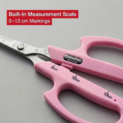 Saboten Stainless Steel Straight Blade Trimming Scissors Pink PT-12 160mm Precision Gardening Bonsai and Floral Shears Made in Japan - color: Pink, size: Stainless Steel Straight Blade