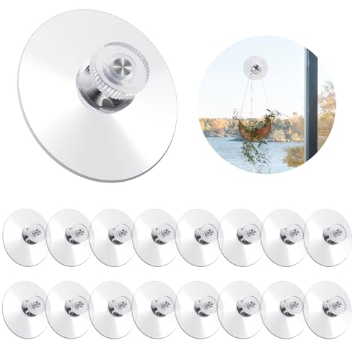 16 Pcs Suction Cup Plastic Pads, 50mm/1.96 Inch Clear PVC Sucker Pads, Strong Adhesive Holder With M5 Screw Nut for Windows, Bathrooms, Glass Walls, Car Sun Shades