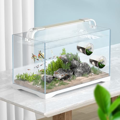 2PCS Acrylic Tube Tunnel - Betta Fish Toys, Hollow Cave with Grass Pad, Shrimp Hideout, Floating Fish Tank Decoration