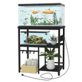 20-29-37 Gallon Fish Tank Stand, 3-Tier Aquarium Stand with Power Outlet Reptile Tank Stand Heavy Duty Terrarium Stand for Home Office, Black - color: Black, size: 20-37 Gallon