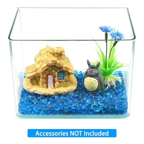 Glass Stones, 1Lb/460g Irregular Sea Glass Pebbles Non-Toxic Artificial Crystal Gemstones for Aquarium Turtle Tank Vase Filler Terrarium Flowerpot Decoration, Lake Blue - color: Lake Blue