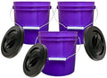 House Naturals 2 Gallon Purple Food Grade BPA Free Made in USA Bucket with Screw On Lid - Pack of 3 (Black lids) - color: Black Lids