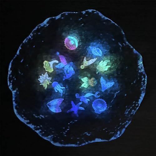 50 PCS Mini Resin Glowing Sea Creatures Set, Dreamy Blue Resin Marine Decor, Tiny Dolphin/Seahorse/Shell Figures for Aquarium & Mini Landscapes, Glow-in-Dark Ocean Decor - color: Blue