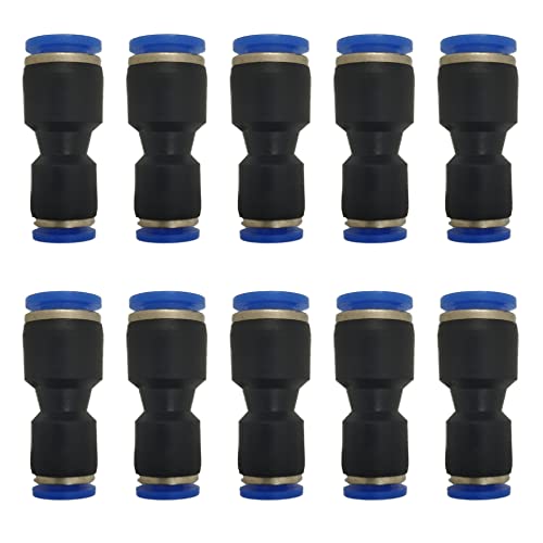zjxed 1/4" OD x 5/32" OD Pneumatic quick Connector Push to Connect fittings Straight reducer Union/Coupler (Pack of 10) - size: 1/4 inch-5/32 inch