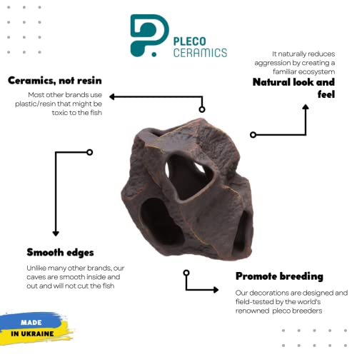 Aquarium Ceramic Decorations Cave Betta Stone Decor - Aquarium Fish Tank Hideway Decor for breeding Cichlids Plecos Betta Toys Hideout (Boulder)