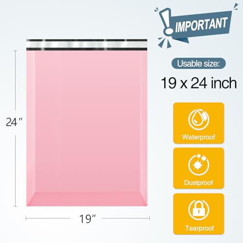 Famagic Poly Mailers 19x24 50 Pack, Waterproof Light Pink Shipping Bags, Tearproof Packaging Bags for Clothing Supplies, Self Seal Mailers Bags for Business, Mailing Poly Envelopes for Shipping - color: Light Pink, size: 19x24