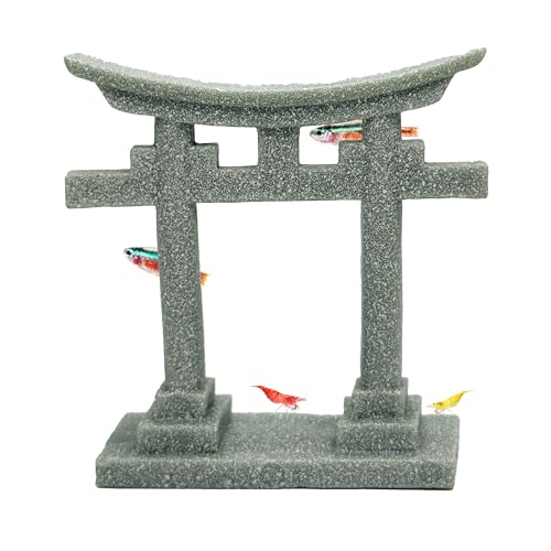 Japanese Shinto Torii Gate – Asian Aquarium Decor, Sandstone Fish Tank Shrine Ornament, Betta & Aquatic Hideout