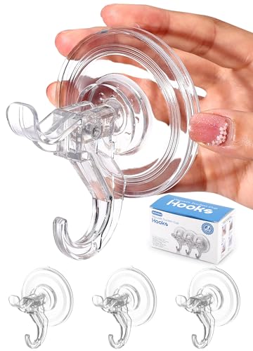 Antimbee 3 Pack Suction Cup Hooks, Clear Suction Cup Hanger, Removable Small Suction Cups for Shower, Bathroom, Glass, Door, Windows, Kitchen-Max Hanging up to 11 lbs on Smooth Surface - color: Transparent