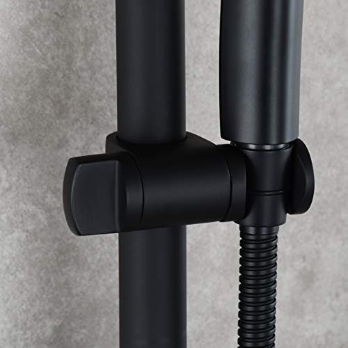 Tecmolog Hand Held Shower Head Holder Stainless Steel Height/Angle Adjustable 25 mm Shower Slide Bar Bracket Holder Black, ST35B - color: Black