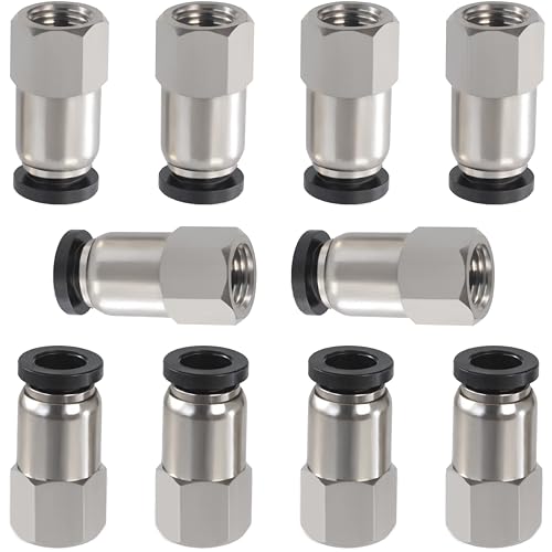 1/4 Air hose fittings, Push to Connect Air fittings Female Straight 1/4 Inch Tube OD x 1/8 NPT Thread Fitting (Pack of 10) - size: OD 1/4 - NPT 1/8, style: Female thread
