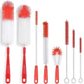 ALINK 8-Pack Red Bottle Brush Cleaner Set - Long Cleaning Brush for Narrow Neck Wine/Beer Bottles, Thermos, Hummingbird Feeder, Spout, Lids and Straws