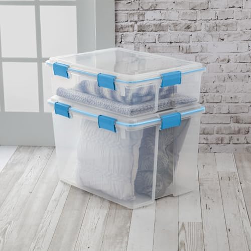 Sterilite 4-Pack Gasket Box, Weather-Resistant Storage Bins with Latching Lids, 80 Quart - Heavy-Duty Organizing Containers for Closet, Bathroom, and Office - size: 80 Quart, style: 4 Pack