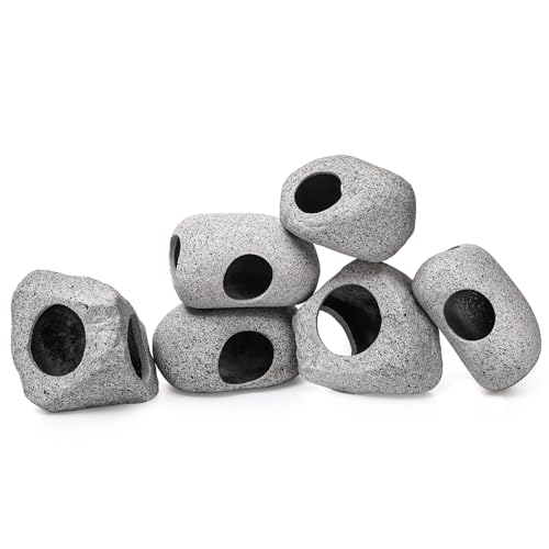 Eorbow 6 Pack Aquarium Decoration Rock Caves, Betta Fish Tank Hideaway, Hideout Stones House Decor for Cichlid Shrimp Territorial Fish Hiding Breeding Spawning, Fish Tank Ornaments