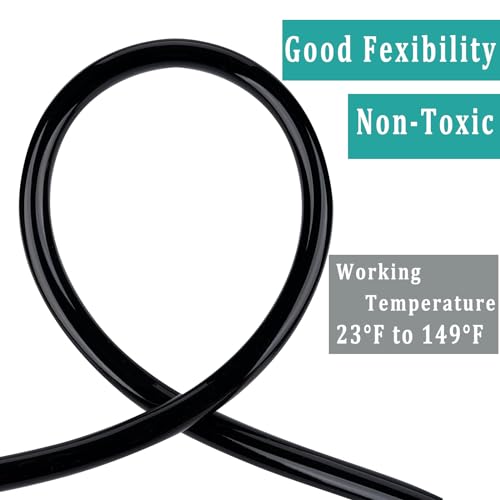 Black Vinyl Tubing 1/2” ID × 5/8” OD - 25 Feet PVC Flexible Plastic Tube Hybrid Hose, Transfer Water Air Oil for Pond Fountain Garden, Non-toxic and BPA free - size: ID 1/2 INCH, style: 25 Feet