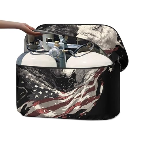 American Cute Wolf Gas Cylinder Cover Travel Trailer Propane Tank Cover Protects Propane Tanks During Travel,Camping All Weather Protection - color: American Cute Wolf, size: S(20LB)