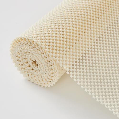 Beautysaid Shelf and Drawer Liner for Kitchen Cabinet, Non Adhesive Non Slip Shelf Paper Thickened for Dresser Pantry Shelve Bathroom Protector Liner Breathable Mat(Cream White Weave,12 in x 20FT) - color: Creamy White Weave, size: 12"W x 236"L