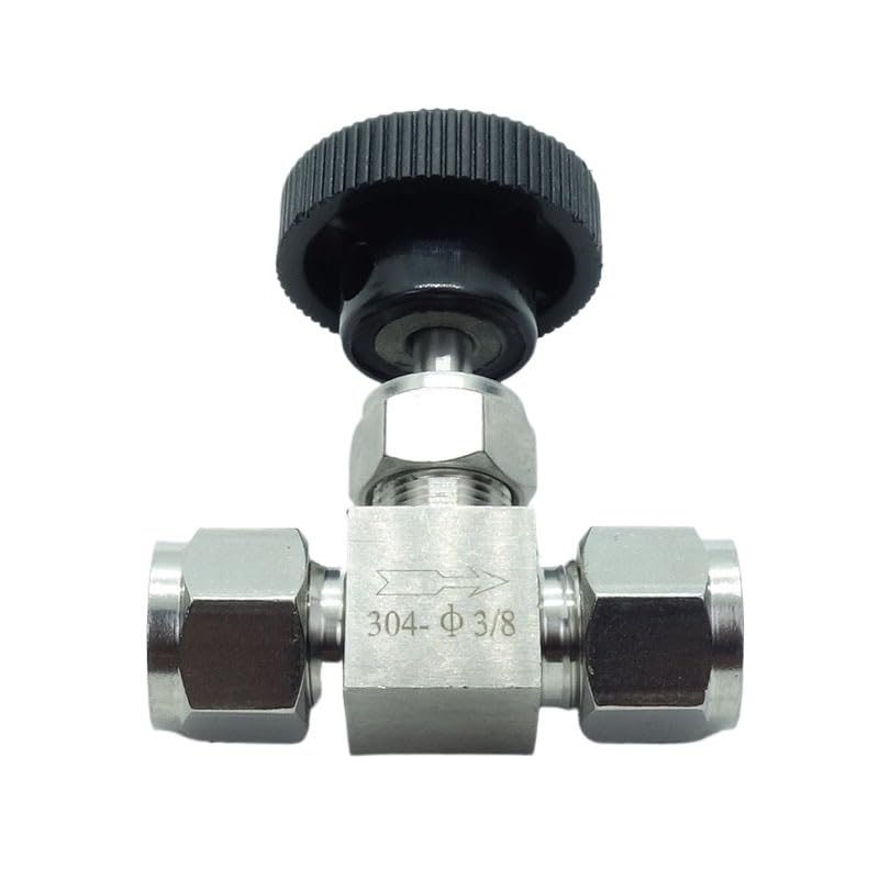 1 Piece Stainless Steel 304 3/8" Tube OD Double Ferrule Compression Fitting Instrument Needle Valve - size: Straight 3/8" OD