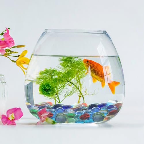 FANTIAN 1LB Flat Glass Pebbles for Vase, 100 Pcs Glass Gem Stones for Aquarium, Decorative Glass Rocks for Vase Filler Fish Tank Planter Crafts Birdbath and Valentines Day Decor - color: Multicolor, size: 1 Pound