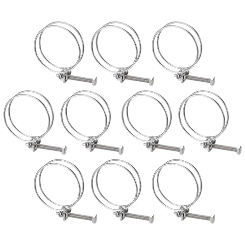 uxcell 10Pcs Double Wire Hose Clamp, 63-70mm Adjustable Stainless Steel Wire Hose Clips with M8 Bolt for Dust Collection Hose, Pump Hose Pipe - size: 63-70mm