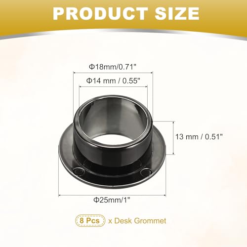 M METERXITY 8-Pack Desk Grommet, 1 Inch 25mm Plastic Desktop Cable Hole Cover Plastic Grommet for Home/Office Desktop Wire Organizer [Black] - color: Black, size: 1 Inch