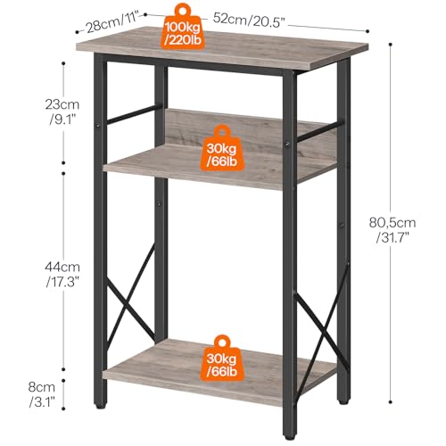 HOOBRO 10 Gallon Aquarium Stand, 3-Tier Fish Tank Stand with Storage, Reptile Turtle Tank Stand with Metal Frame, 20.5" L x 11" W , Greige BG52FT01 - color: Greige + Black