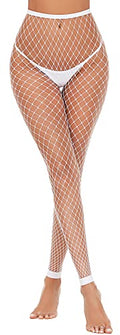 Avidlove Fishnet Stockings for Women Footless High Waist Fishnets Tight | Thigh High Stockings, Open Toe, High Stretch, Comfortable, Gothic Costume, Rave Outfits, for Cosplay, Halloween - color: White-w2