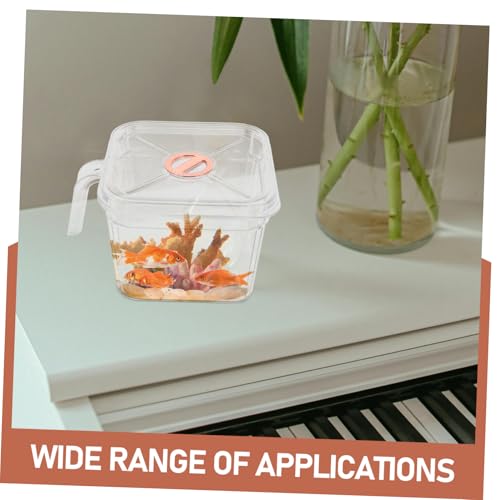 HANABASS Small Transparent Fish Bowl Lid and Handle Square Aquarium for Decor for and Betta Fish
