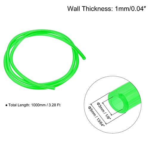 uxcell Aquarium Airline Tubing Hose 1/8" ID 13/64" OD 1Pcs 3.28 Ft Plastic Flexible Airline Tubing for Fish Tank, Terrariums, and Hydroponics, Green