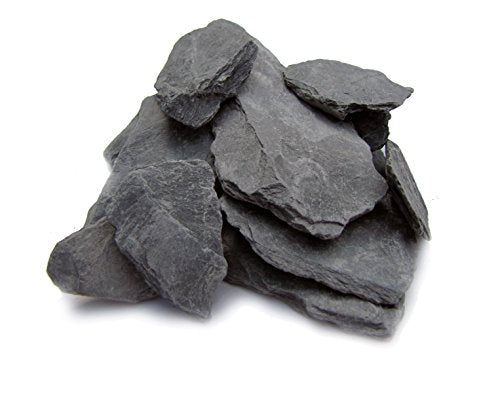Natural Slate Stone 1 to 3 Inches - USA Sourced and Packaged for Aquascaping Aquariums, Terrariums, Paludariums, Reptile Enclosure, Wargaming, Models, Mosaic Art, Miniature Fairy Gardens (5lbs Grey) - style: 5lbs grey
