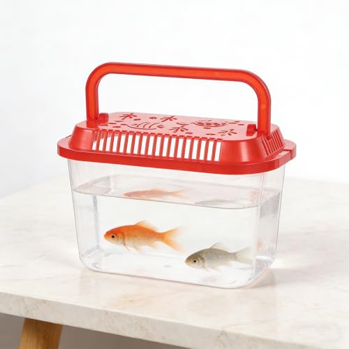 YARNOW 5pcs Small Portable Fish Tank, Travel Aquarium Transfer Container for Pet Fish, Transportable Solution for Kids, Car Trips, Beach & Transfer 5.3x3.4x2.8in - color: Sky-blue