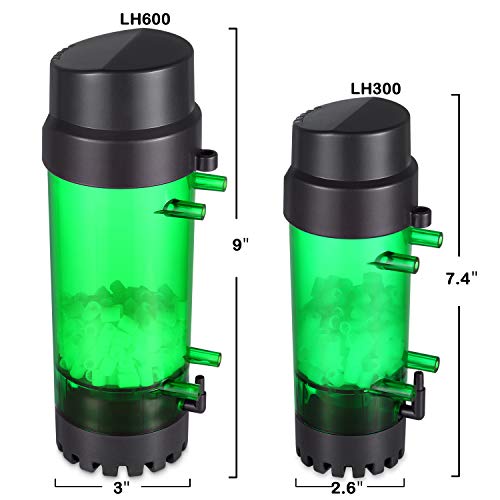 Fluidized Moving Bed Filter Bubble Bio Media Reactor for Aquarium Fish Tank with Air Stone and Sponge Filter - size: LH-300