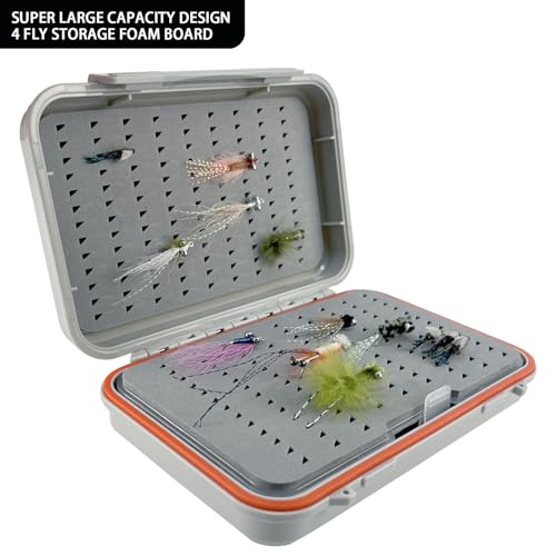 Aventik Large Capacity Waterproof Fly Fishing Box 4-Layer Foam Tackle Fishing Box for Freshwater Saltwater Streamer Storage (H039X) - style: H039X