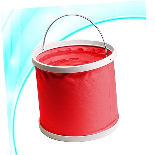 Gatuida Portable Folding Water Bucket Collapsible Container for Camping Hiking Fishing and Outdoor Activities Red - color: Red