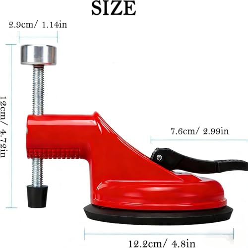 Suction Cup Leveler, Adjustable Height Setter, Adjustable Flooring Alignment Tool, Aluminum Alloy Tile Leveling Aid for Granite, Marble, Stone Countertops & Floors (Red)