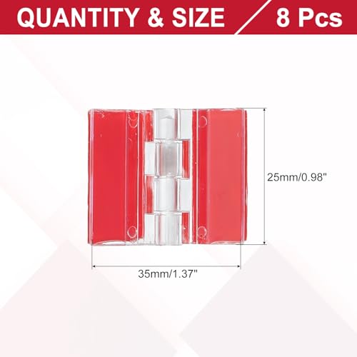 MECCANIXITY Small Acrylic Hinges Plastic Self-Adhesive Clear Hinge 35 x 25mm Continuous Piano Folding Hinges for Aquarium Lid Crafts Display Stand Pack of 8 Transparent - size: 35 x 25mm