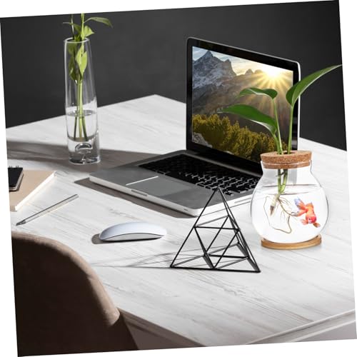 BESPORTBLE Desktop Hydroponic Glass Fish Tank with Lid and Bamboo Mat Transparent Betta Fish Bowl for Home Decor and Aquatic Plants for Desktop Bookshelf