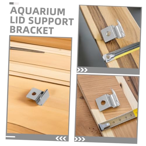 Angoily 4Pcs Stainless Steel Fish Tank Lid Clips Durable Aquarium Cover Support Brackets for Glass Panels Reliable Rimless Tank Accessory User Friendly Design for Secure Setup