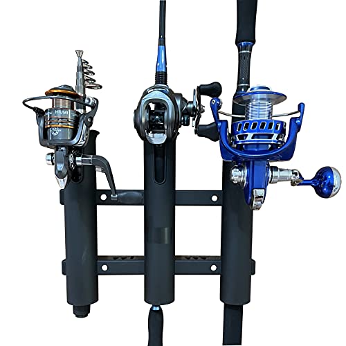 Wall Mounted Fishing Rod Holders Tubes Links Fishing Rod Holder Rack Rests (3-pole-black) - color: 3-pole-black